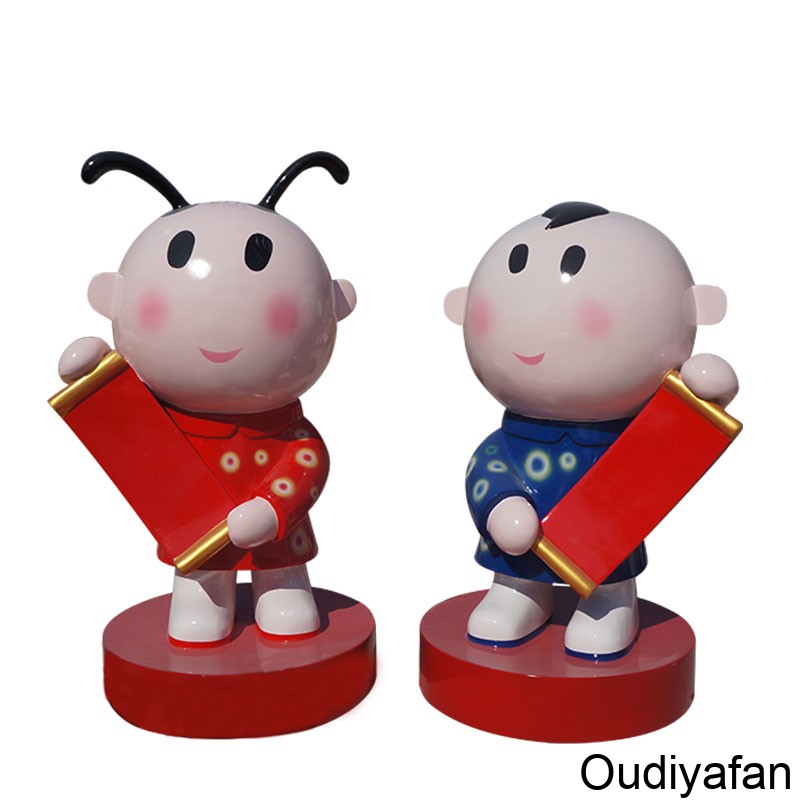 玻璃鋼喜慶娃娃雕塑定制，超萌可愛趣味十足!