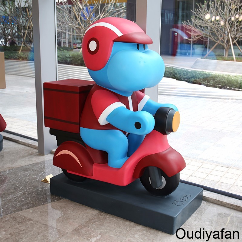 快遞達(dá)人—河馬玻璃鋼雕塑上崗了!