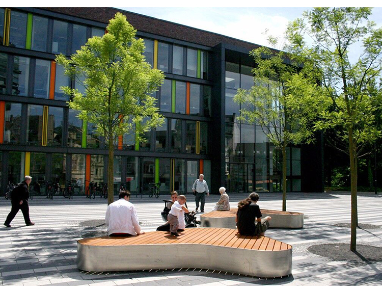 不銹鋼腰果坐凳戶外景觀防腐木座椅