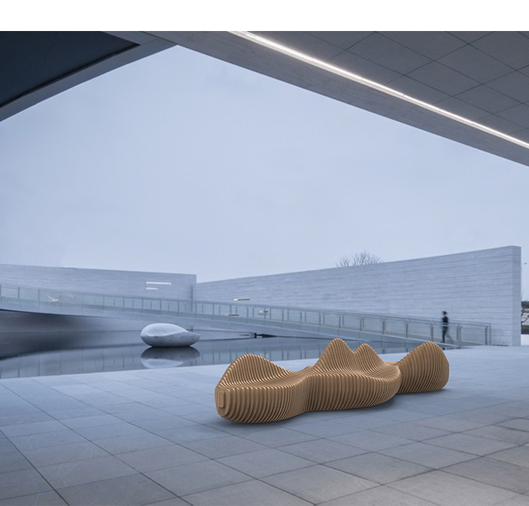 4米木藝切片座椅防腐木創(chuàng)意美陳景觀坐凳