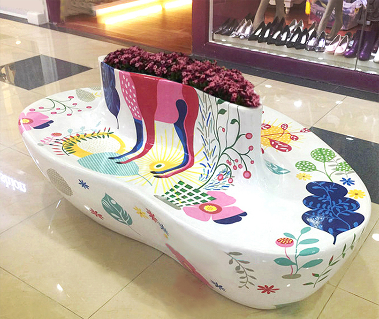 玻璃鋼心形花盆座椅