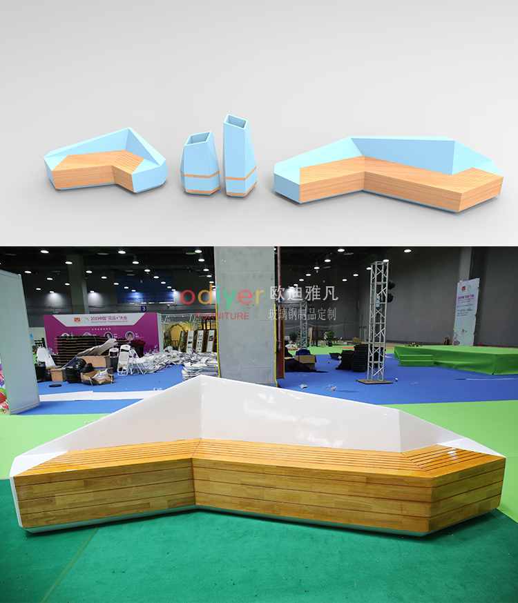 玻璃鋼切面木藝休閑椅