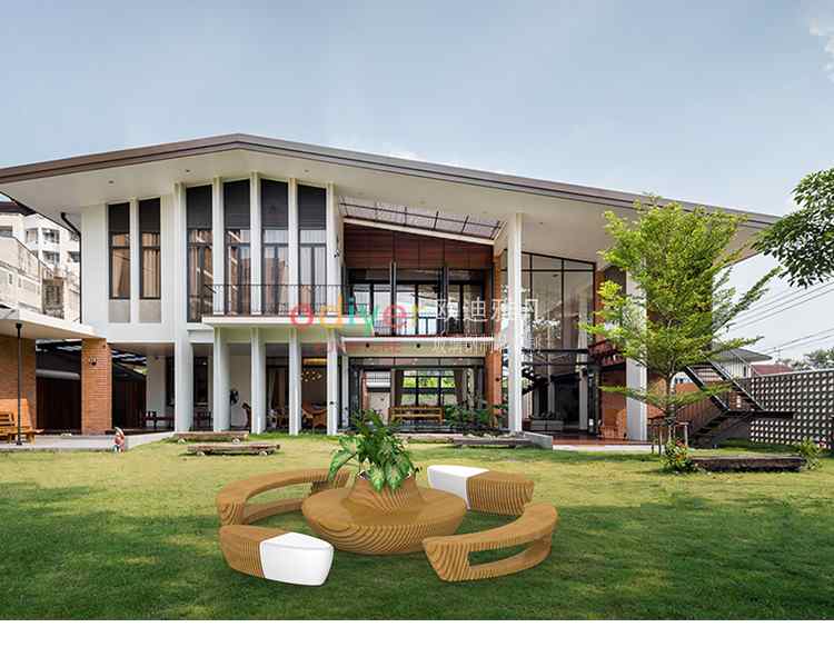 玻璃鋼木藝切片樹池座椅