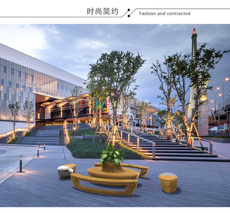 玻璃鋼木藝切片樹池座椅