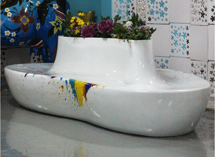 心形玻璃鋼花盆座椅，商場休閑椅都喜歡選這款！