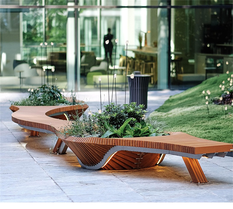 橡膠木松木景觀切片座椅