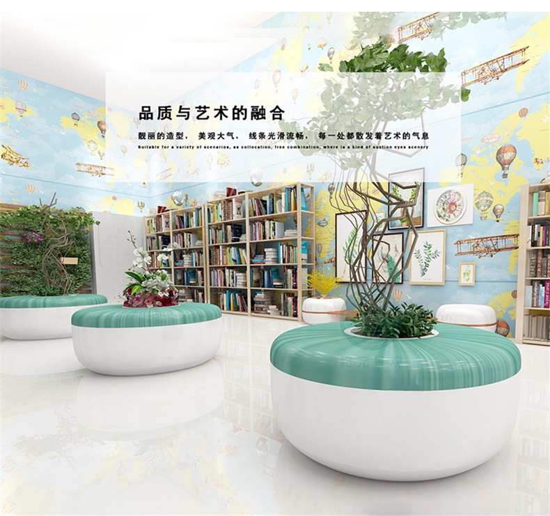 玻璃鋼戶(hù)外木紋圓形GRC樹(shù)池坐凳