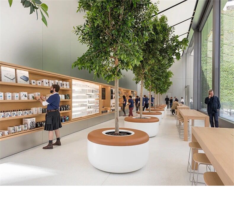 玻璃鋼戶(hù)外木紋圓形GRC樹(shù)池坐凳