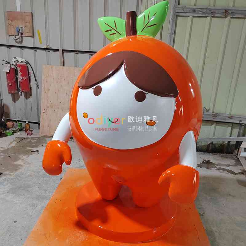 玻璃鋼卡通橙子造型雕塑水果擺件