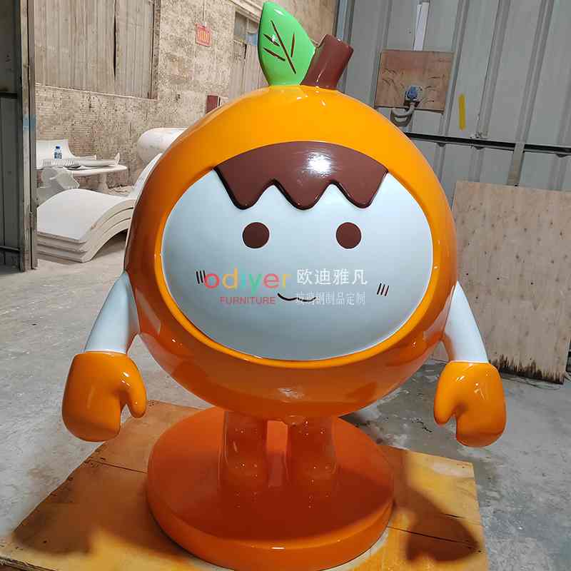 玻璃鋼卡通橙子造型雕塑水果擺件