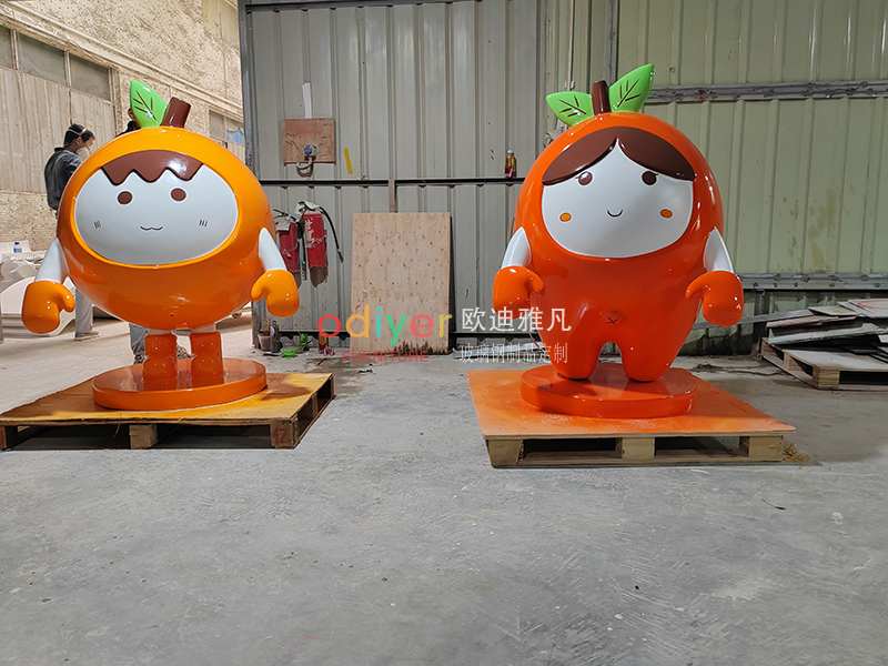 玻璃鋼卡通橙子造型雕塑水果擺件