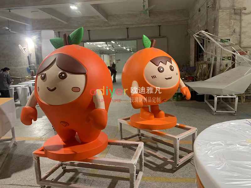 玻璃鋼卡通橙子造型雕塑水果擺件