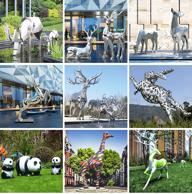 鹿不銹鋼雕塑定制園林景觀城市廣場雕塑