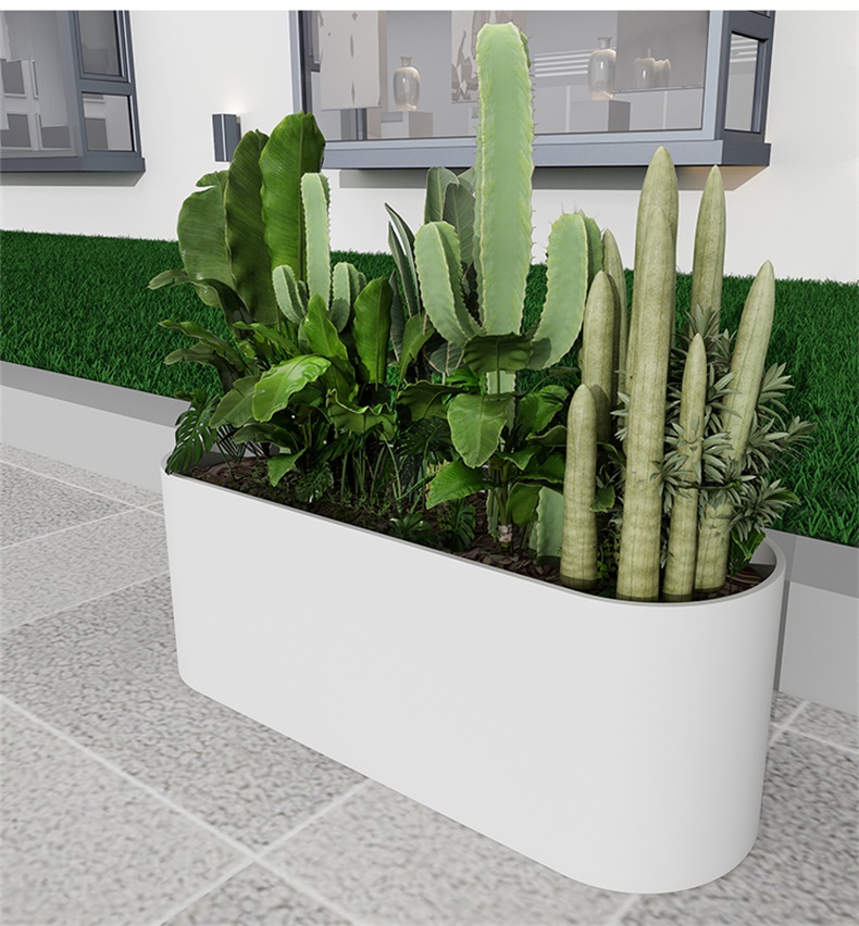 橢圓形戶外不銹鋼金屬花箱