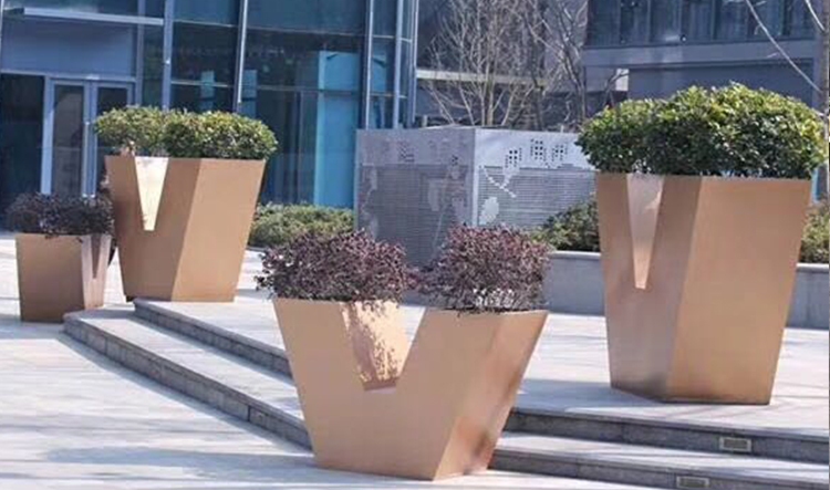 V型不銹鋼戶外花盆