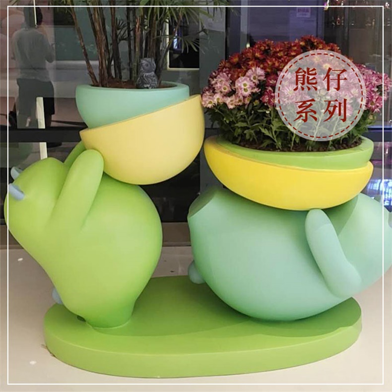 小熊系列玻璃鋼美陳花盆 小熊系列玻璃鋼美陳花盆