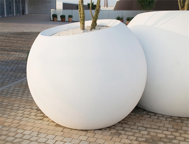 戶外大型圓形玻璃鋼花缽