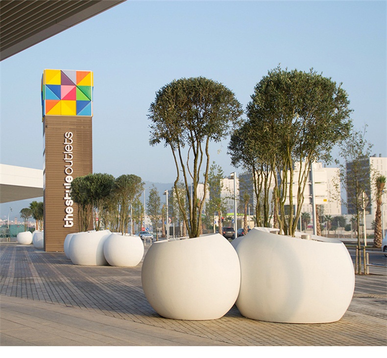 戶外大型圓形玻璃鋼花缽