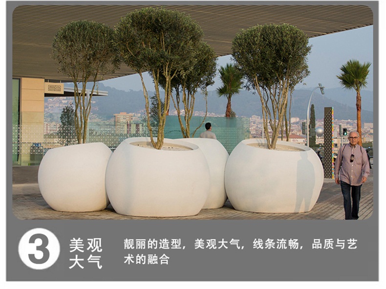 戶外大型圓形玻璃鋼花缽