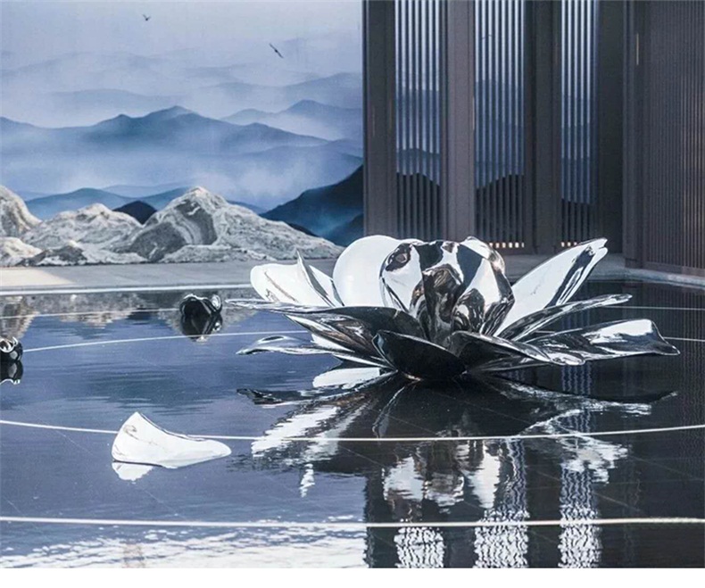 荷花不銹鋼雕塑景觀廣場(chǎng)售樓部雕塑