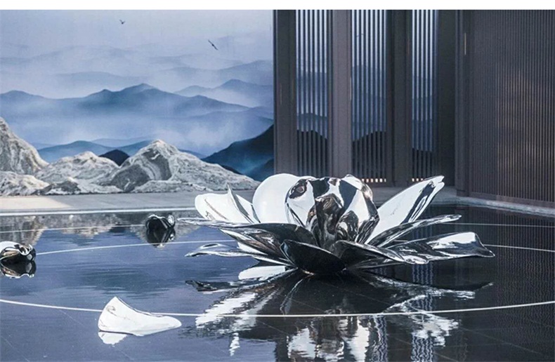 荷花不銹鋼雕塑景觀廣場(chǎng)售樓部雕塑