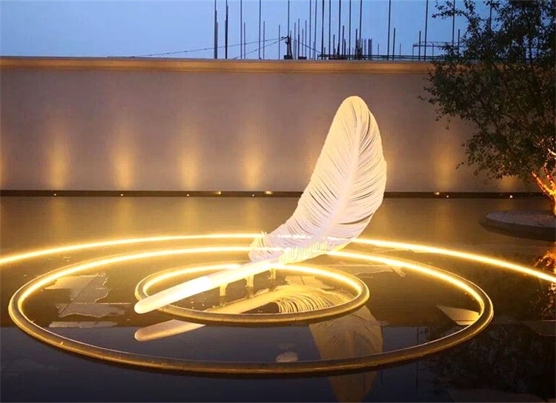 羽毛不銹鋼雕塑景觀房地產(chǎn)售樓部雕塑