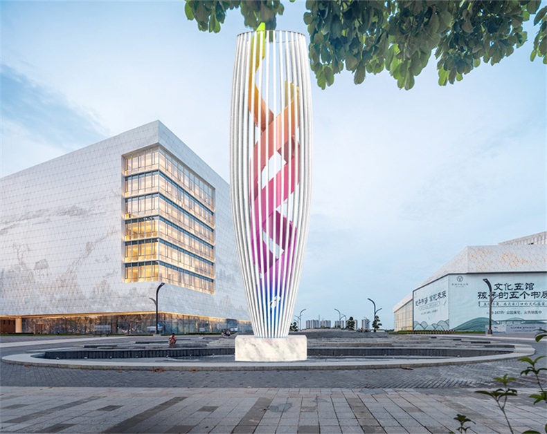 大型不銹鋼雕塑金屬鏤空城市景觀雕塑