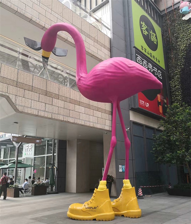 大型火烈鳥玻璃鋼雕塑廣場動(dòng)物景觀城市雕塑