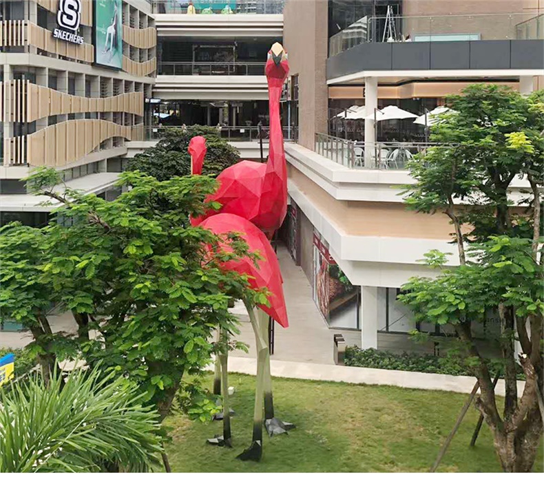 大型火烈鳥玻璃鋼雕塑廣場動(dòng)物景觀城市雕塑