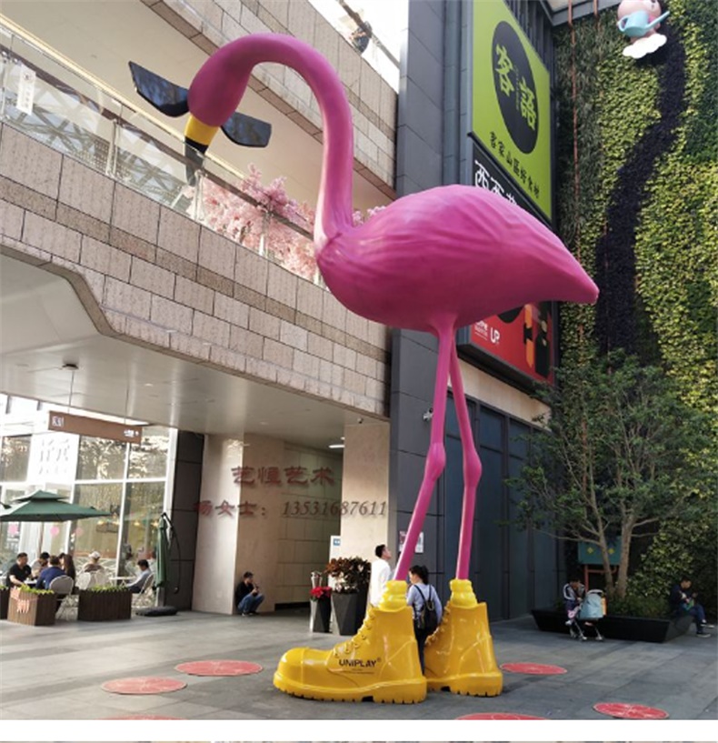 大型火烈鳥玻璃鋼雕塑廣場動(dòng)物景觀城市雕塑