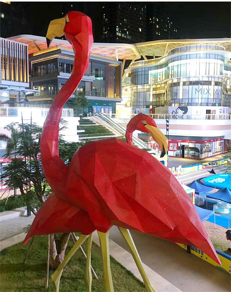 大型火烈鳥玻璃鋼雕塑廣場動(dòng)物景觀城市雕塑