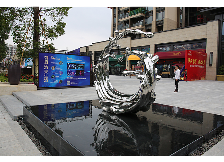 浪花不銹鋼雕塑售樓部城市景觀廣場(chǎng)擺件