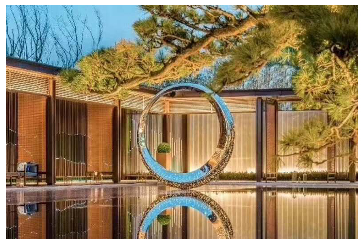 圓環(huán)月亮不銹鋼雕塑水景藝術(shù)售樓部酒店擺件 圓環(huán)月亮不銹鋼雕塑水景藝術(shù)售樓部酒店擺件