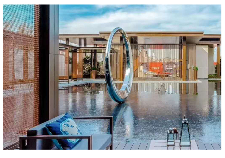 圓環(huán)月亮不銹鋼雕塑水景藝術(shù)售樓部酒店擺件 圓環(huán)月亮不銹鋼雕塑水景藝術(shù)售樓部酒店擺件