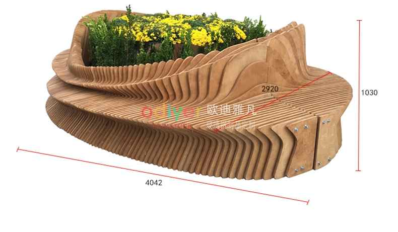 圓形木藝切片花池樹(shù)池坐凳