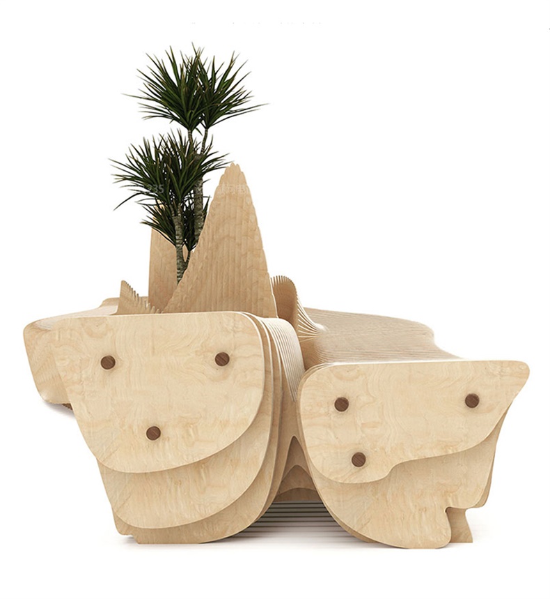 切片木質坐凳商場藝術異形創(chuàng)意座椅