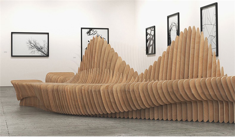 切片木質坐凳商場藝術異形創(chuàng)意座椅