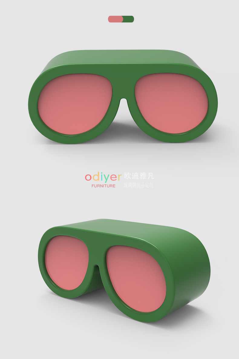 眼鏡玻璃鋼坐凳創(chuàng)意造型商場美陳休閑座椅