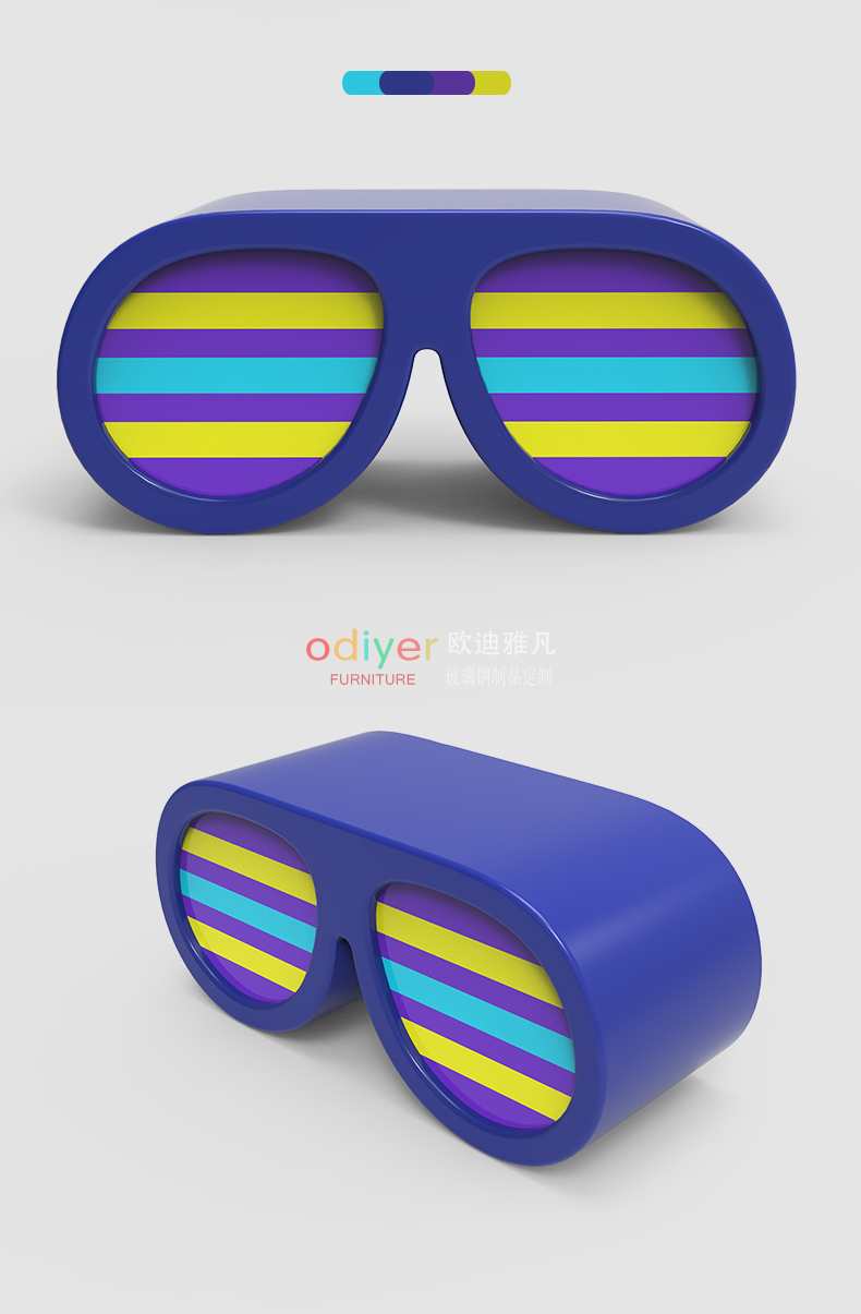 眼鏡玻璃鋼坐凳創(chuàng)意造型商場美陳休閑座椅