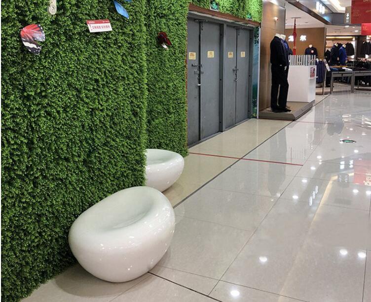 玻璃鋼凹面鵝卵石坐凳美陳鶴雕塑組合