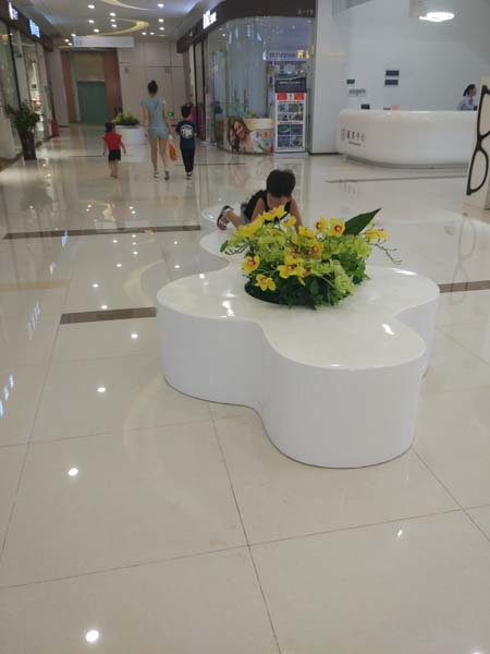 淡水商場(chǎng)玻璃鋼前臺(tái)家具花盆座椅