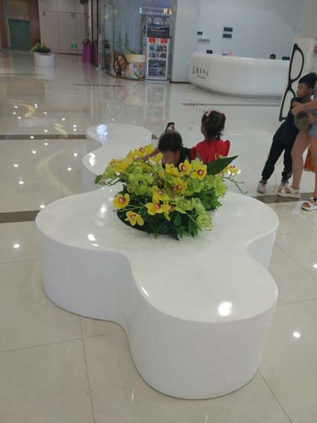 淡水商場(chǎng)玻璃鋼前臺(tái)家具花盆座椅