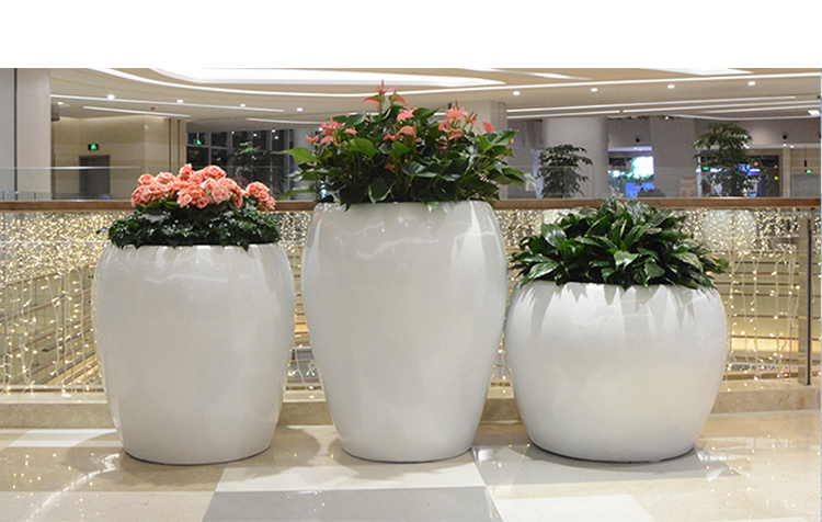 商場(chǎng)玻璃鋼花盆擺件公路戶(hù)外美陳創(chuàng)意組合酒店大堂落地花器
