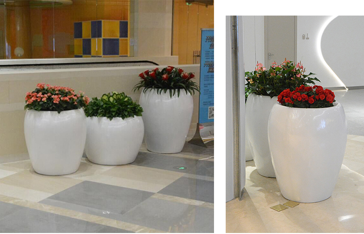 商場(chǎng)玻璃鋼花盆擺件公路戶(hù)外美陳創(chuàng)意組合酒店大堂落地花器