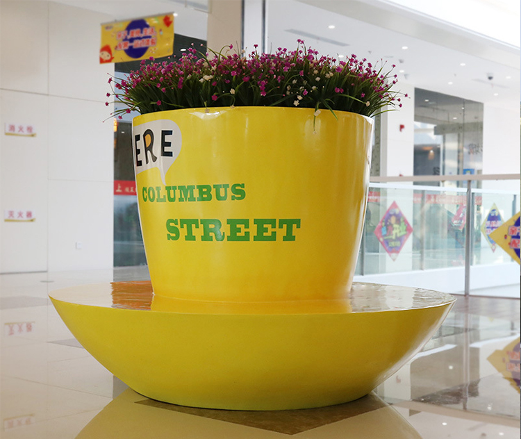 玻璃鋼咖啡杯座椅簡約茶杯造型休閑椅花盆組合 玻璃鋼咖啡杯座椅簡約茶杯造型休閑椅花盆組合