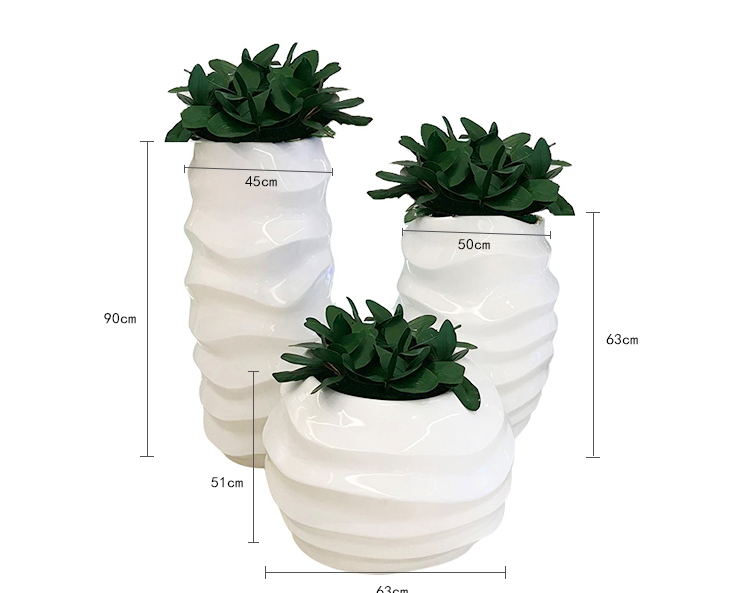 玻璃鋼花盆波浪花器商場(chǎng)花瓶商業(yè)廣場(chǎng)美陳戶外花箱景觀花瓶