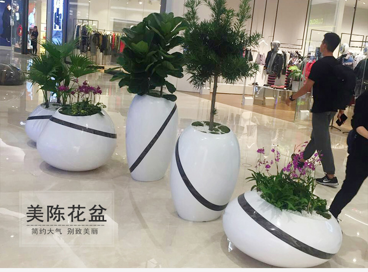 玻璃鋼商場美陳花盆組合