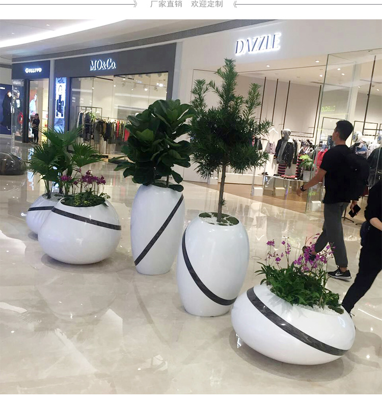 玻璃鋼商場美陳花盆組合