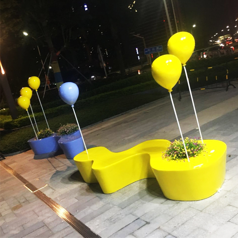 玻璃鋼家具廠家，生產(chǎn)定制玻璃鋼氣球花盆坐凳!