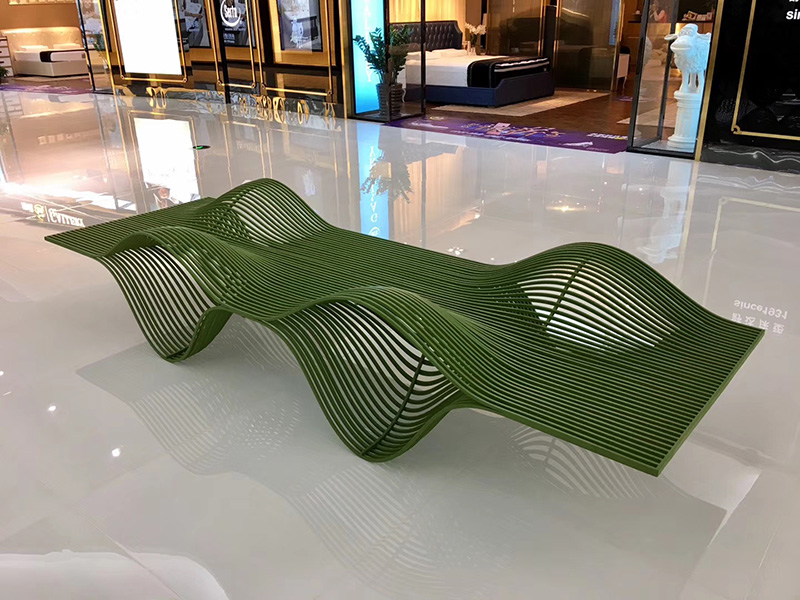 不銹鋼商場坐凳異形鏤空創(chuàng)意美陳休閑座椅